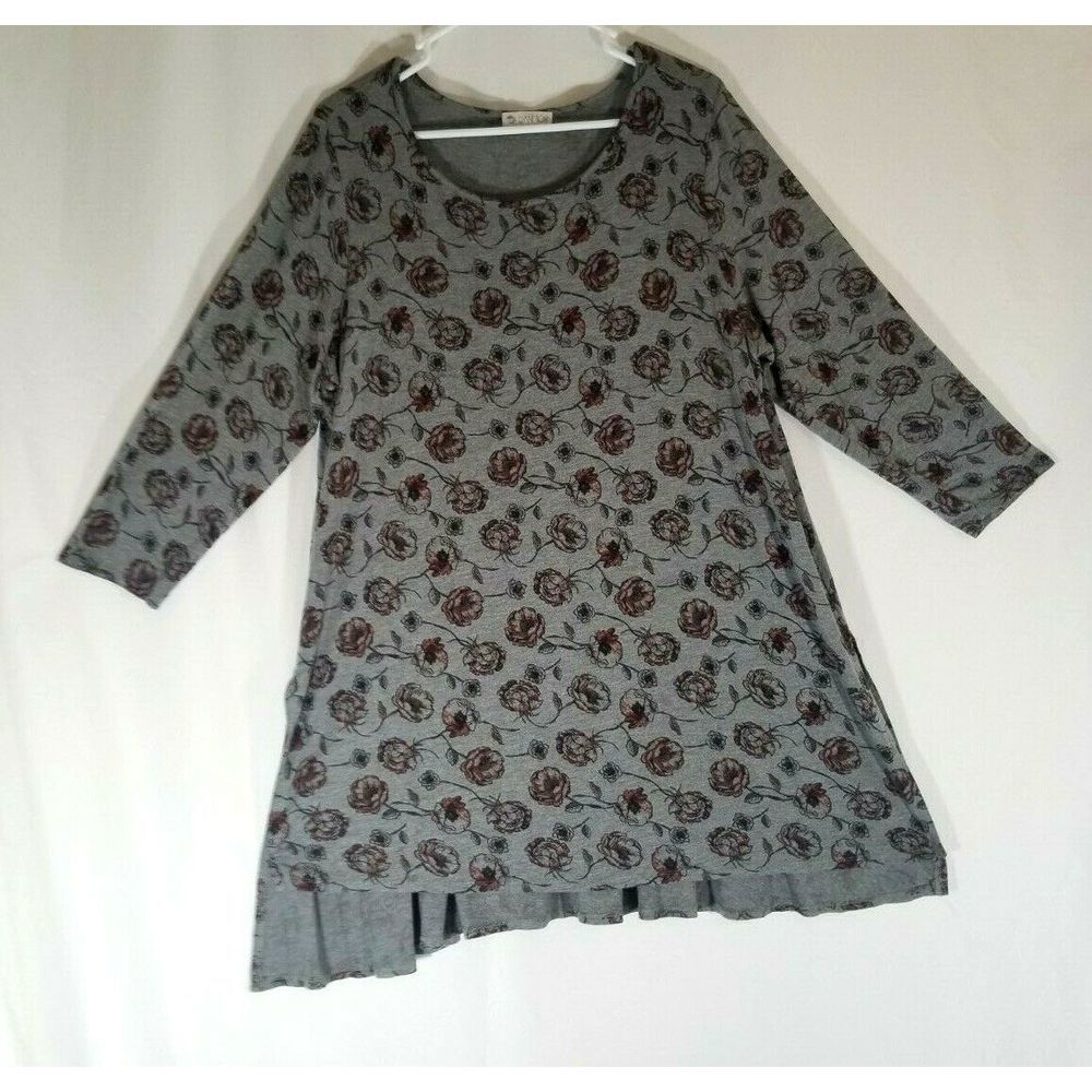 Eliane Rose Stretch Gray Floral Tunic